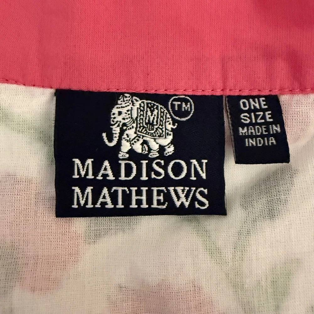 Madison Mathews One Size Floral Print Robe Kimono Pink White Green Cotton‎